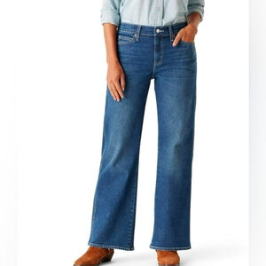 Levi Strauss Signature Vintage Relaxed Boot Jeans Mid Rise Stretch Dark Wash